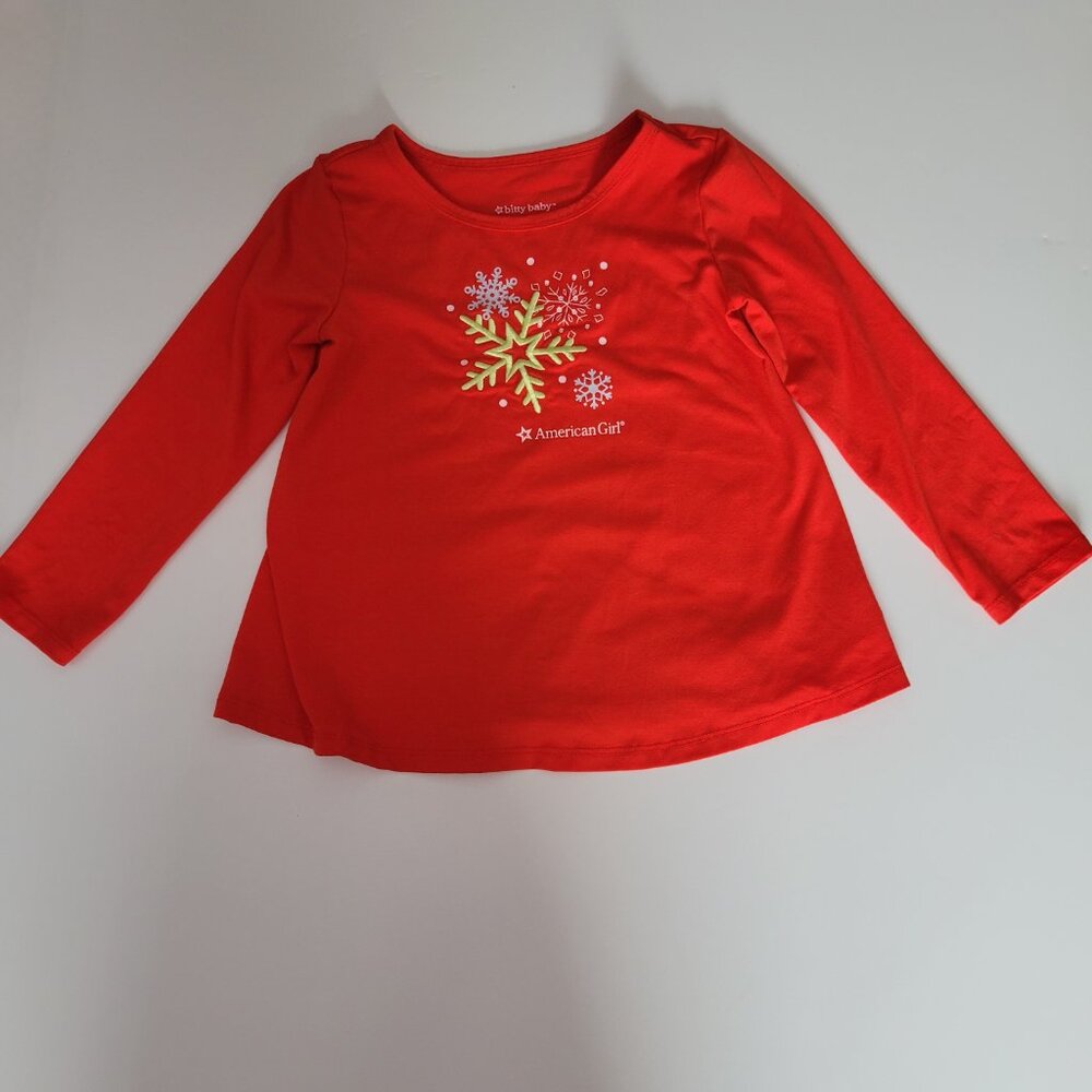 Bitty Baby American Girl Shirt Girl's sz 6 Red Holiday Snowflakes embroidered